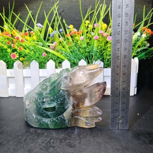 ราคาโรงงาน คุณภาพสูง หินฟลูออไรต์แกะสลักหัว<span class=keywords><strong>มังกร</strong></span>ธรรมชาติ ขัดเงา สำหรับตกแต่งบ้านและของขวัญ - Product Image 5