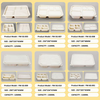 Boîte Bento en amidon de maïs à 2, 3, 4, 5 ou 6 compartiments, dégradable, rectangulaire, avec couvercle, OEM ODM pour restaurant