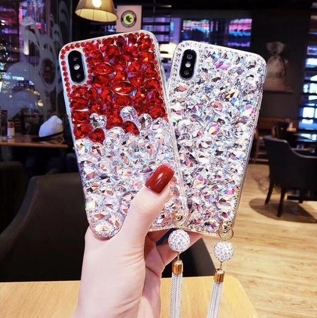 Luxury Rhinestone Tassels Case for IPhone 15 14 13 Mini 12 11 Pro Max X XS XR 7 8 Plus Bling Diamond Pretty Girl Phone Cover