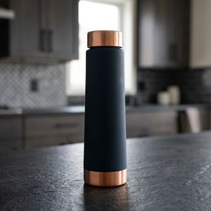 Tapa de botella de agua 100% cobre ecológica, sin BPA, apta para alimentos, apta para lavavajillas, resistente al agua hirviendo, anticorrosión, con asa y pajita para té - Product Image 1