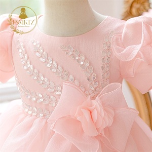 Robe de princesse en tulle fleuri pour filles, tenue de fête pour bébé fille, robe occidentale, robe de graduation pour filles de 4 à 8 ans, robe rose - Product Image 4