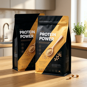 Bolsa con Fondo Cuadrado y Cierre Zip de Grado Alimenticio de 390g, 500g, 1kg, Empaque Personalizado para Proteína de Suero, Leche y <span class=keywords><strong>Alimentos</strong></span> para Mascotas - Product Image 1