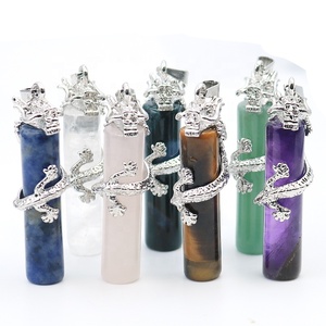 Mặt dây chuyền hình trụ rồng pha lê tự nhiên bán buôn, đá chữa bệnh, năng lượng luân xa, Reiki, trang sức độc đáo, phụ kiện làm đồ trang sức - Product Image 1