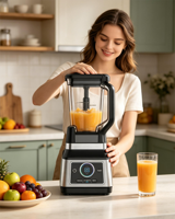 Blender Meja Profesional 1500W dengan Cangkir Portabel dan Antarmuka Digital Auto-IQ