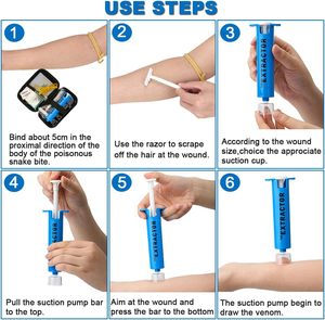 Saferlife trousse de premiers soins d'urgence pour les morsures de serpent piqûres d'abeilles extracteur de <span class=keywords><strong>venin</strong></span> pompe d'aspiration Bonus CPR écran facial pour la randonnée - Product Image 2