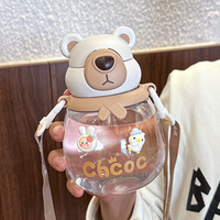 Nouvelle gourde en plastique sans BPA pour enfants, anti-fuite, avec paille, motif dessin animé portable, idéale pour l'été et les étudiants