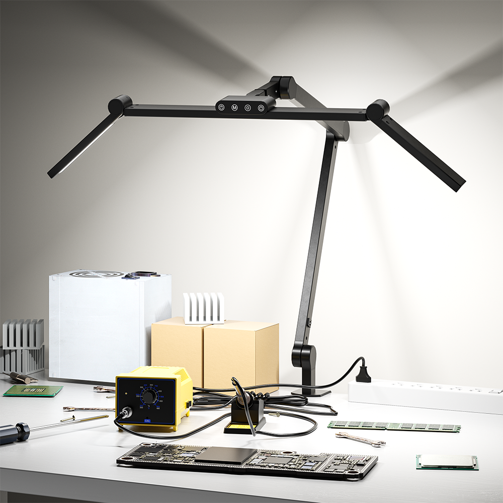 LED Repair Work Light with Long Adjustable Swing Arm for Repair Bench Maintenance and Technician Task Lighting