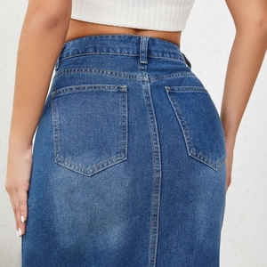 Wholesale Summer New Fashionable High Waist Casual Retro Denim Women's Half Skirt <b>Jeans</b> Skirt Women Denim - Product Image 5