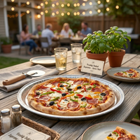 Plateaux à pizza ronds en gros pour distributeurs automatiques, moules de cuisson en aluminium perforé jetables pour usage en cuisine