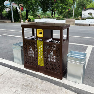 <span class=keywords><strong>Poubelle</strong></span> décorative <span class=keywords><strong>Poubelle</strong></span> de recyclage pour parc <span class=keywords><strong>Poubelle</strong></span> extérieure à <span class=keywords><strong>deux</strong></span> <span class=keywords><strong>compartiments</strong></span> <span class=keywords><strong>Poubelle</strong></span> à cigarettes en métal de conception creuse - Product Image 1