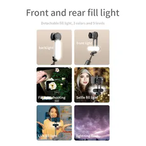 Removable Fill Light Gimbal Stabilizer Bluetooth Tripod Selfie Stick Vlog Photo Video Tiktok Hot Selling Mobile Phone Stand Q09