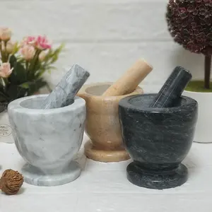 Kitchen Accessories Custom Mortar and Pestle for Seasoning Spice Natural Mortar and Pestle Granite Stone Pestle and Mortar Set