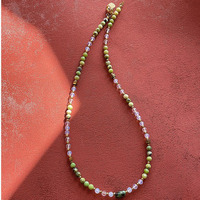 Collier rétro en pierre naturelle à facettes avec perles, intercalaire doré, fait main, style européen et américain, chaîne de clavicule