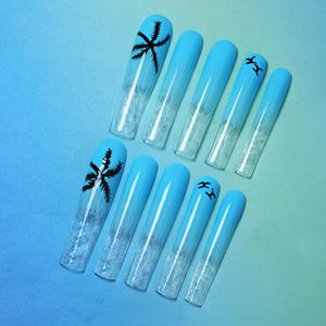 Wholesale high-end handmade acrylic <b>nail</b> art, square full-coverage false <b>nails</b>, hand-painted, gradient techniques, customizable. - Product Image 2