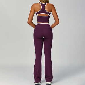 Set Fitness da palestra traspirante da donna abbigliamento sportivo di nuova concezione per Yoga e corsa include pantaloni - Product Image 5