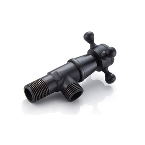Robinet d'angle rétro en cuivre noir antique, épaissi, chaud et froid, vente en gros, robinet d'arrêt d'eau anti-explosion F-1 - Product Image 4