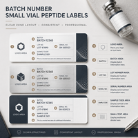 Étiquettes personnalisées imperméables pour petits flacons de peptides, numéros de lot, autocollants pour bouteilles, emballage d'échantillons, impression OEM de numéros de série