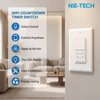 Sakelar Pengatur Waktu Mundur Cerdas WiFi Standar AS, Kontrol Jarak Jauh Aplikasi Tuya Smart Life, Kompatibel dengan Alexa Google Home