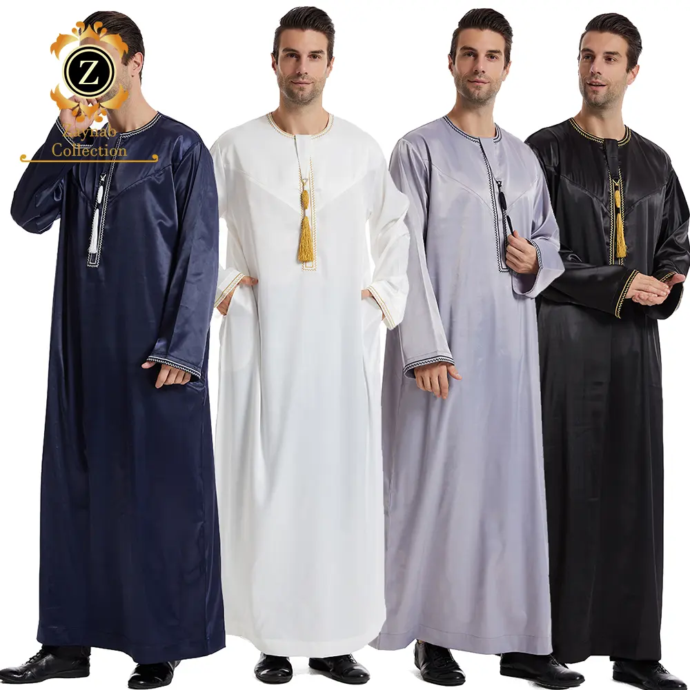 Zaynab Man Thobe新しいデザインIslamic Thobe Man Man Fashion Fabric Embroidery Islamic Jubba