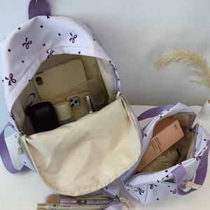 Wholesale Bow Print Nylon <b>Backpack</b> 3pcs Set <b>Waterproof</b> Large Capacity <b>School</b> Bag for Girls - Product Image 2