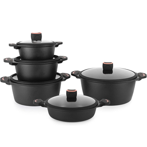 High Quality Modern Metal Ceramic Coated Pot <b>Pan</b> Silicone Glass Lids Soft Touch Handle Non-Stick Die <b>Cast</b> Aluminum Cookware Set - Product Image 1