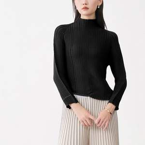 Blusa Plisada con Cuello Alto para Mujer, 100% Poliéster, Estilo Casual Holgado, Secado Rápido, Estilo Coreano, Venta al Por Mayor en Línea - Product Image 1