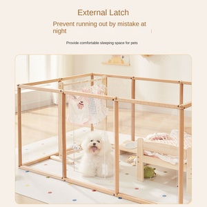Köpek Çiti Masif Ahşap Düğme Kapatmalı Çevre Dostu Evcil Hayvan Kafesi Kapısı 81cm Yüksekliğinde Her Mevsim Küçük Köpekler İçin Özel Logo OEM/ODM - Product Image 3
