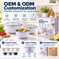 Bols à salade OEM ODM 1,5 3 5 QT en acier inoxydable personnalisé, finition coquille peinte lavande, hermétiques, pour brunch, comptoir, café