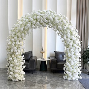 Arche de fleurs artificielles en soie blanches européennes mélangées pour mariages, Noël et événements du Nouvel An - Product Image 3