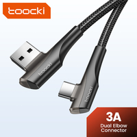 Toocki Câble A-C à double coude peu encombrant 3A PD Charge rapide à courant élevé pour Samsung et iPhone Charge rapide