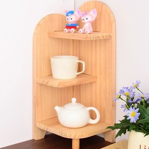 <b>Pine</b> Wood Corner <b>Shelf</b> 3 Tier Standing Type Durable Storage Rack For Home Office Desk Organization - Product Image 1