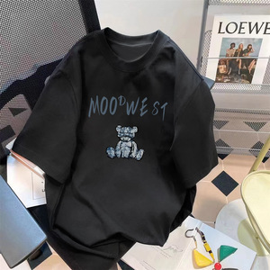 เสื้อยืดผู้ชายสีดำขนาดใหญ่พิเศษ พิมพ์ลายการ์ตูน แขนสั้น คอกลม ผ้าถัก สวมใส่สบายๆ สำหรับฤดูร้อน - Product Image 1