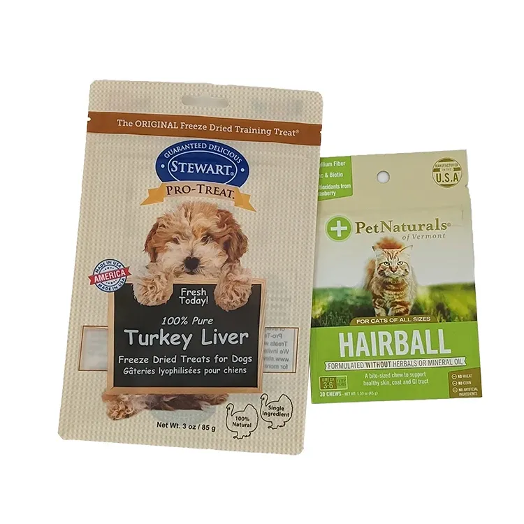 Kunststoffverpackung mit kundenspezifischem Design Reißverschlussbeutel für Haustier Snack-/Hund-Kleinkieftasche Haustierlebensmittelbeutel