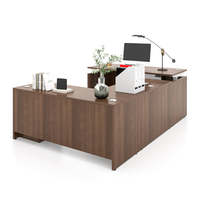 Bureau de direction personnalisé en bois en forme de U, ensemble de table de bureau debout avec tiroir et classeur pour PDG, bureau réglable en hauteur