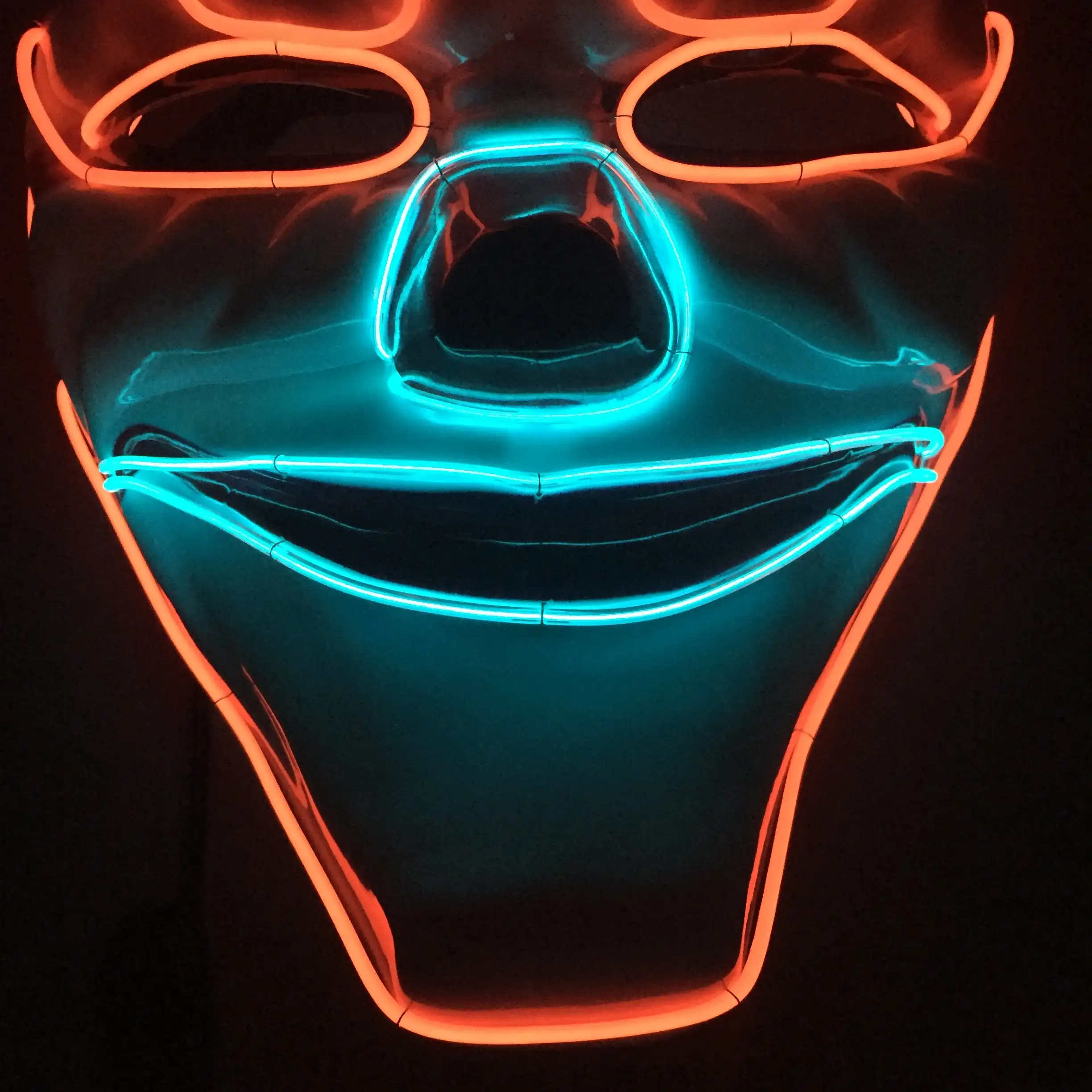 Masque d'halloween LED fantaisie, 1 pièce, masque brillant flexible, de fête drôle, ancien clown pour fournitures de fête