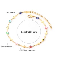 Ason Fashion – bracelet de cheville en acier inoxydable plaqué or 18k, bijoux en forme de cœur avec mauvais yeux colorés, cadeau de cheville réglable, offre spéciale