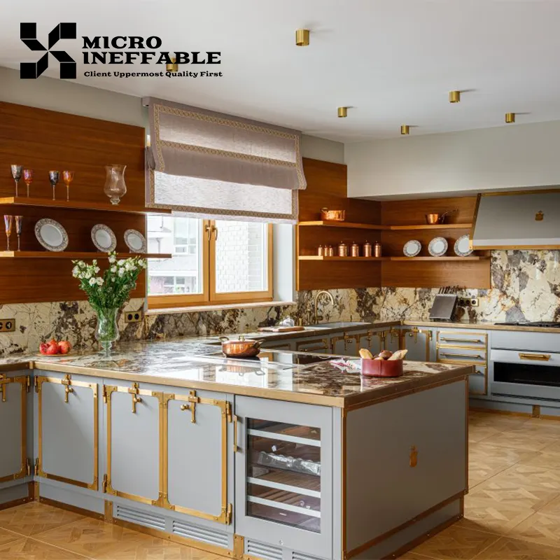 Профессиональный классический кухонный шкаф из массива дерева, профессиональный Меламиновый кухонный шкаф, роскошный набор кухонных шкафов