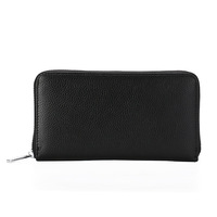 Dompet RFID Blocking Kulit Asli dengan Ritsleting, Pendek Multifungsi, Tempat Kartu Kredit & ID, Ringan, Wanita, Bahan Poliester