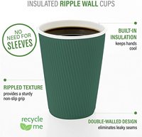 Vaso ondulado de papel reciclado bio desechable para capuchino, té de la leche, chocolate caliente, bebidas frías, beber café