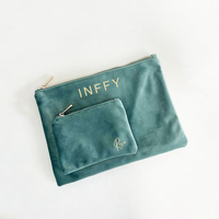 Logo imprimé personnalisé en gros petite pochette à fermeture éclair en velours sac à cosmétiques de luxe de haute qualité bijoux stockage cadeaux maquillage sacs