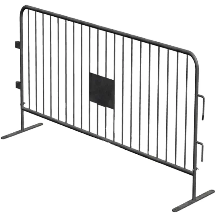 Custom portable safety road barricade fence traffic metal crowd control barrier with flat feet
