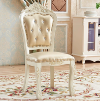 Chaise de salle à manger rustique de style européen en bois massif avec revêtement en tissu, dossier confortable, tabouret pour salles à manger et coiffeuses à domicile