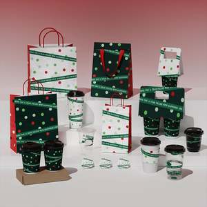 Ensemble de sacs en papier kraft pour café imprimés sur mesure avec poignée, vente en gros pour la promotion, style classique, personnalisés avec votre propre logo - Product Image 2