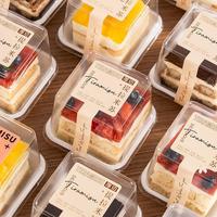 Carré Rouge Velours Forêt Noire Gâteau Mini Gâteau PET Tiramisu Boîte Tiramisu Conteneur Boîte Transparente Tiramisu Boîte Dessert Tiramisu