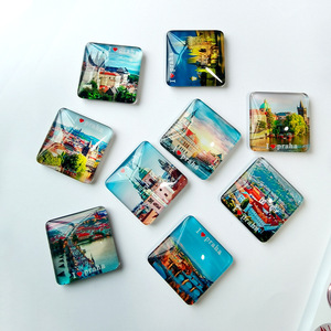 Customizable Glass Refrigerator Pasted With Global City Scenic <b>Spots</b> Magnet Tourism Cultural Creativity Square Magnetic Magnet - Product Image 2