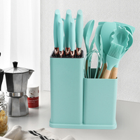 TOALLWIN Ustensiles de Cuisine 19 Pièces Set d'Ustensiles de Cuisine en Silicone avec Planche à Découper et Couteaux