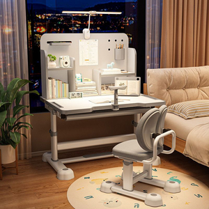 Bureau d'étudiant d'école primaire en bois avec étagère avec tiroir de rangement meubles de maison hauteur réglable Table d'étude ensemble de bureau - Product Image 2