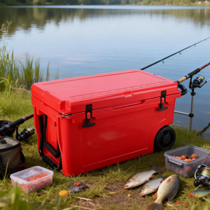 Glacière portable 55QT à roulettes en PE, durable, avec logo personnalisé, design rotomoulé moderne, étanche et isolée pour boissons et aliments - Product Image 6