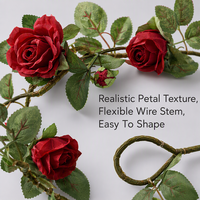 Guirlande de roses artificielles en fil métallique pour décoration murale, arche de porte, cache-tuyau, aménagement de magasin, mariage, fête, ornement