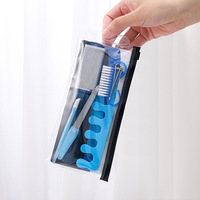 Ensemble de manucure portable 6 en 1, ensemble de soins des ongles en acier inoxydable, coupe-ongles, brosse à poussière pour ongles, séparateur d'orteils, kit de manucure